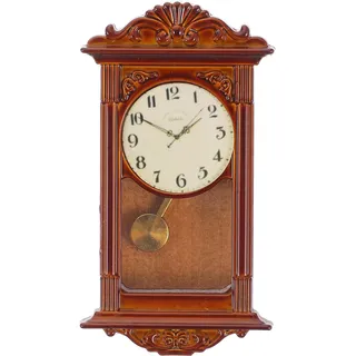 HEMOTON Pendeluhr Pendel Wanduhr Retro Quarz Wanduhr Miniatur Pendeluhr Mini Standuhr Puppenhaus Modell