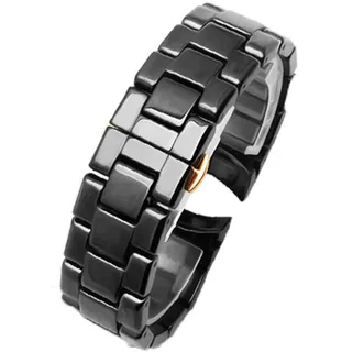 Uhrenarmband Keramik Armband Mode Einfach Uhrenarmband Universal Leicht zu Zerlegen Keramikarmband Wasserdichtes Design Schmetterlingsverschluss 22mm Schwarz,22mm-AR1410Rosegoldbutterflyclasp