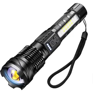 Ersandy - A76 Ultra Leistungsstarke Led-taschenlampe, 20.000 Lumen, Wiederaufladbare Usb-taschenlampe, 7 Modi, Taktische Taschenlampe Mit Clip Für Camping, Wandern, Notfall [energieklasse A]