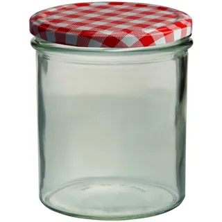 Mambocat 48er Set Sturzglas 350 ml Marmeladenglas Einmachglas To 82 rot karierter Deckel incl. Diamant-Zucker Gelierzauber Rezeptheft