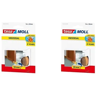 tesa moll UNIVERSAL Tür-zu-Boden Schaum (Packung mit 2 Stück, Weiß, Schaumstoff, Türdichtung, Türdichtungsband)
