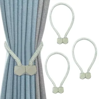 Nutabevr 4 Stück Beige Starke magnetischeVorhang-Raffhalter Vorhänge, Gardinen Halter mit Magneten, Holdbacks Vorhang Clips, für Gardinenklammern, Vorhänge Zuhause, Büro, Haus Dekoration
