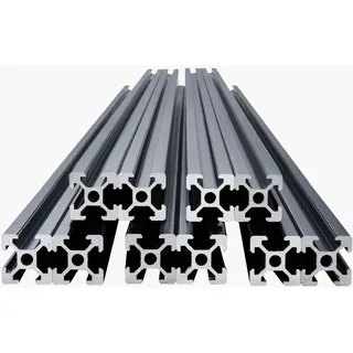 Vevor 10er Set Aluprofil 1500 mm T-nut 2020 Aluminium-strangpressprofil, eloxierte Linearschiene nach europäischem Standard, Nutenprofil für 3d-drucker, Cnc-maschine Diy, Lasergravur, Schwarz