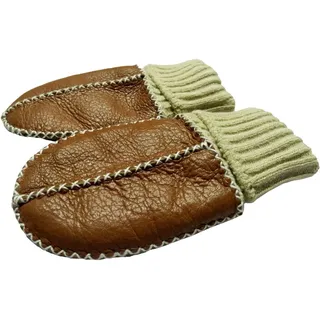 Baby Lammfell Handschuhe/Fäustlinge (ECHTES LAMMFELL) Mit Strickbündchen (BRAUN)