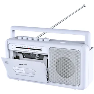 Tragbare Kassettenspieler Boombox,Vintage-AM/FM-Stereoradio mit Bluetooth, USB, Kopfhöreranschluss, tragbarer Kassettenrekorder für zu Hause oder draußen