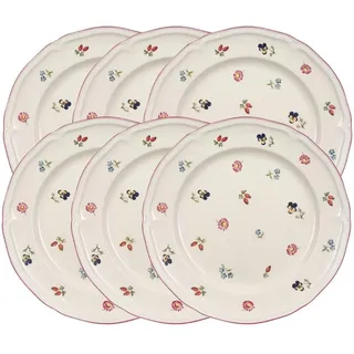 Villeroy & Boch Petite Fleur Speiseteller, Porzellan, Weiß, 29.20 x 29.20 x 8.5 cm, 6 Einheiten