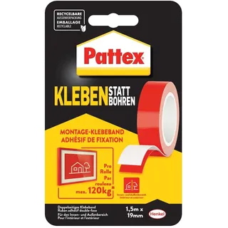 Pattex Kleben statt Bohren Klebeband doppelseitig, universal, 19mm/1.5m (PXMT2)