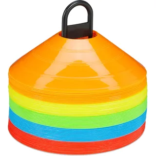 Relaxdays Markierungshütchen 10033753, Set, 5 Farben, mit Ständer, 50 Stück