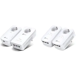 TP-Link WLAN Powerline Adapter Set TL-WPA8631P KIT(Dualband WLAN 1200Mbit/s) weiß & WLAN Powerline Adapter TL-WPA4220(WLAN 300Mbit/s, AV600 Powerline,WiFi Clone, 2 LAN-Ports) weiß