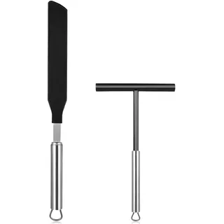 HEMOTON Crepes Verteiler Kuchenschaber Teigschaber Edelstahl Teigverteiler Crepes Spatel Pfannkuchen Kochutensilien Palatschinken Crepes Maker Zubehör Kochzubehör Backzubehör