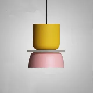 LED Nordic Macaron Pendelleuchte, Tischlampe, kreatives Design, Nachttisch, aus Metall, Schlafzimmer, Hängelampe, modern, minimalistisch, Hängelampe für Küche, E27, A Safehappy