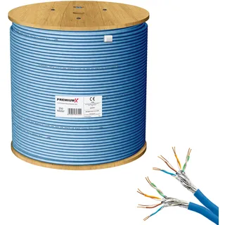 PremiumX 250m CAT 8 Verlegekabel | 40Gbit 2000MHz | S/FTP PIMF AWG22 Reinkupfer | Eca LSZH FRNC Halogenfrei | Profi LAN Netzwerk Datenkabel Duplex