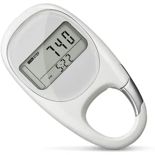 Flintronic 3D-Schrittzähler mit Clip, zum Gehen, Großbild, Genauigkeit, Kalorienverbrauch, für Sport, Senioren, Kinder, Männer, Weiß