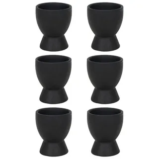 HIT Trading Eierbecher 6er Set BRUNCH, H 8 cm - Schwarz matt - Steingut - 6er Set