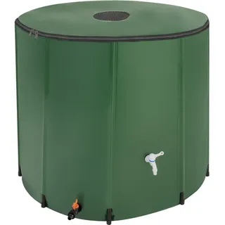 Tectake tectake® Regentonne, mit Hahn und Überlaufschutz, wetterbeständig, Oberseite abnehmbar