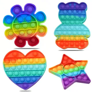 4 Packs Popit Fidget Toy, Pop It Bubble Sensory Fidget Toy, Bubble Popet Antistress Spielzeug, Anti Stress Spielzeug für Kinder und Erwachsene Sensorik