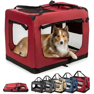 LIONTO Hundetransportbox 90 x 61 x 65 cm Dunkelrot