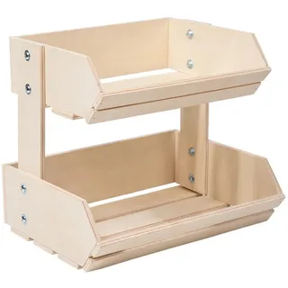 Fnfhsa Obstkorb Aus mit 2 Ebenen, Mehrzweck-Aufbewahrungsbox für die Küche für Gemüse, Brot, Lebensmittelbehälter im Rustikalen Vintage-Stil,