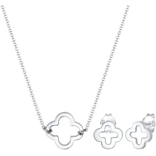 Elli Damen Echtschmuck Schmuckset Halskette Kette Ohrringe Stecker Kleeblatt Glücksbringer in 925 Sterling Silber 40 cm Länge