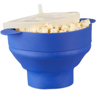 Relaxdays Popcornmaker für Mikrowelle blau, 1 St.