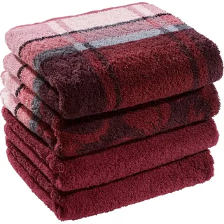 Erwin Müller Handtuch-Set 4er-Pack weinrot Größe 50x100 cm - Ludwigsburg - 100% Baumwolle - kuschelweich, saugstark, voluminös - praktisch durch beidseitige Schlaufen (weitere Farben)