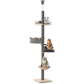 Costway 5-stöckiger Kratzbaum deckenhoch 236-271 cm grau