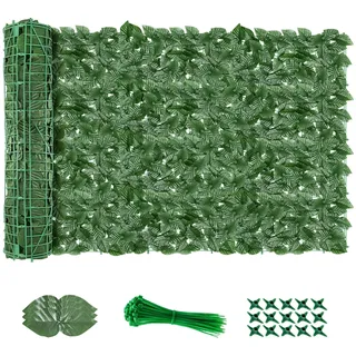 AGJIDSO Künstlicher Zaun aus künstlichen Efeublättern, Anti-Diebstahl-Zaun, für den Außenbereich, Mauer, Pflanzenzäune, dekorative Grastapete (Apfelblatt)