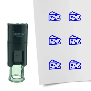 CombiCraft Selbstfärbender Stempel Käse in Blau, 10mm rund - Ideal für Bulletjournals und Treuekarten