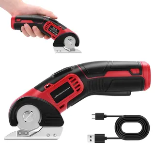 Wiederaufladbare elektrische Schere - 4V Multifunktionale elektrische Papierschere mit Sicherheitssperre schneidet bis zu 6mm dick, Kartonschneider schneidet Papier, Bastelarbeiten elektrisch