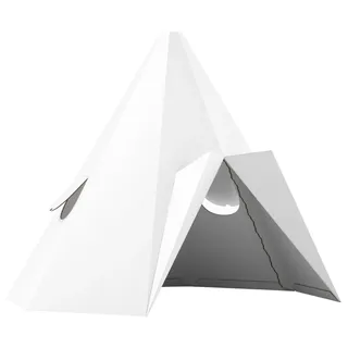 FOLDZILLA Spielhaus Kinder Tipi weiß zum Bemalen / Bekleben, Faltbar: Schnell zusammenklappen und verstauen weiß
