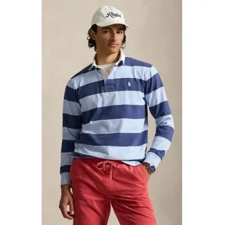 Polo Ralph Lauren für Herren. 710717116032 Das ikonische blaue Rugby-Trikot (XL), Lässig, Baumwolle, Langarm