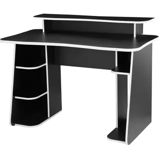 OTTO home Gamingtisch OTTO HOME "GAME, Computertisch, Schreibtisch, Towerfach, Monitoraufsatz", schwarz (schwarz, schwarz, schwarz), B:120cm H:89cm T:60cm, Tische, Jugendschreibtisch Computertisch, ergonomisch geschwungene Tischplatte, Breite 120 oder 150 cm