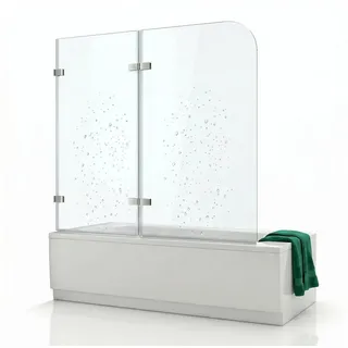 MuCoLa Duschabtrennung Badewannen Badewannenaufsatz ESG Glas Duschtrennwand Badewannenfaltwand Duschwand - 140x120cm
