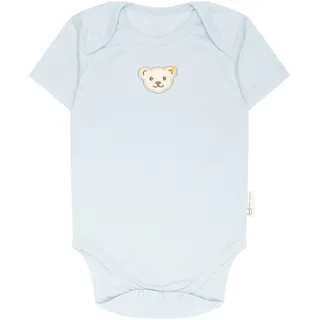 Steiff Baby Body - Strampler, Baumwolle, Bär, Logo, kurzarm, einfarbig Hellblau 56