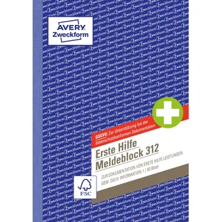 Avery Zweckform Erste Hilfe Meldeblock Formularbuch 312