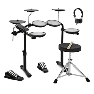 VISIONDRUM Schlagzeug Elektronisch Kinder und Erwachsene - E Drum Set mit 7 Leisen Mesh Pads Elektro Schlagzeug mit Drum-Thron Sticks und Kopfhörer - Schwarz
