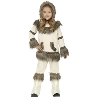 Fiestas Guirca | Eskimo Kostüm für Kinder (5-6 Jahre) - Shirt, Kapuze und Hose - Kostüme aus Kulturen der Welt für Halloween, Karneval und Kostümpartys - Unisex - Beige und Braun