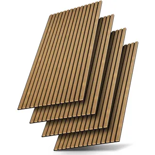 Juskys Wandpaneele Akustik Eiche Natur Dunkel 4 St. 120 x 60 cm