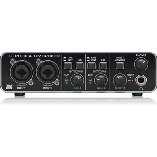 Behringer U-PHORIA UMC202HD Audiophiles 2x2, 24-Bit/192 kHz USB-Audio-Interface mit Midas-Mikrofonvorverstärkern