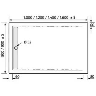 HSK rechteck Acryl-Duschwanne „superflach“ mit schmaler Ablaufrinne 80 × 120 cm ohne