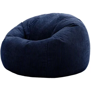 icon beanbags Icon Kingston Sitzsack Cord mit Füllung, Blau | In Deutschland Hergestellt, Sitzsack Erwachsene, Weicher Cordstoff, Sitzsack Sessel für Wohnzimmer und Schlafzimmer