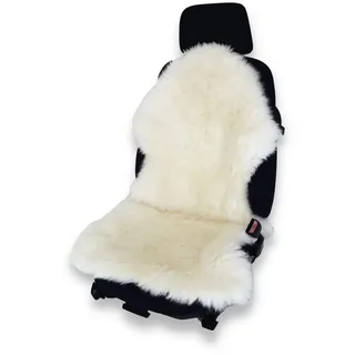 Autofell-Sitzauflage Lammfell-Naturform (Weiß) langwollig für Ledersitze