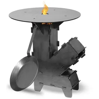 Czaja Raketenofen Czaja mit Grillplatte und Eisen-Bratpfanne
