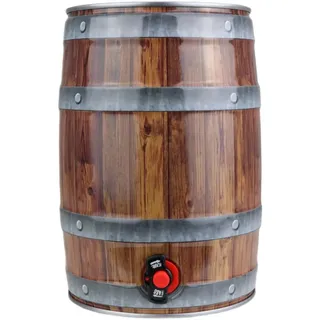 ich-zapfe 5L Partyfass mit Zapfhahn, Holzoptik