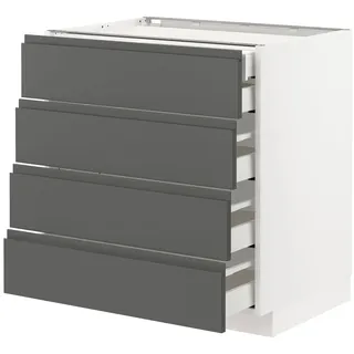 IKEA METOD / MAXIMERA Uschr 4 Fr/2 Sch/3 haho Sch weiß/Voxtorp dunkelgrau 80x60 cm