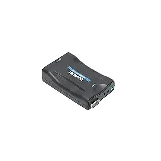 Topiky Videokonverter, VGA zu SCART HD Driver Videoadapter Tragbarer, Leichter, Weit Kompatibler Videokonverter mit Ladekabel für die Fernbedienung (Schwarz)