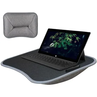 Laptop-Schreibtisch, gepolstertes Schreibtablett, weiches Kissen, Gerätehalter, erhöhter Rand, Schaumstoff-Knietablett mit weichem Kissen, Computertisch-Tablett für Couch, Bett, 39 x 29 x 4,5 cm