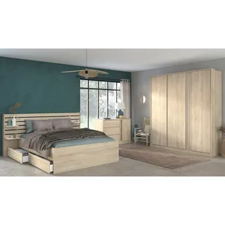 Parisot Schlafzimmer 4-teilig "Escale 21 140x200 Japanische-Eiche