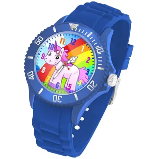 Taffstyle Einhorn Kinderuhr 0 mm Silikonarmband Blau