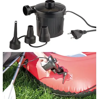 AGT Elektropumpe: Elektrische Schnell-Luftpumpe mit 3 Aufsätzen, für 230 V, 150 Watt (Gebläsepumpe, Elektrische Luftmatratzenpumpe, Pool)